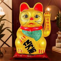 Auksinė laimės katė „Maneki Neko“ su mojuojančia letenėle