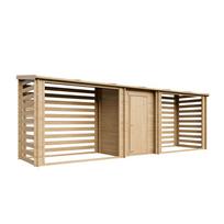 Medinė malkinė su sandėliuku Timbela M206, 564 cm x 146 cm x 199 cm, ruda sp.