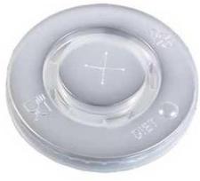 Multi Plastikinis dangtis Ø80 mm Catersource plokščias su kryžmine skylute permatomas popieriniam puodeliui PS plastikas, 20 vnt. x 100 vnt./kartonas
