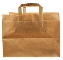 Multi Nešiojamas maišelis 21 l 320x220x260 mm 80 g su rankenėle, popierinis, rudas, 175 vnt./dėžėje