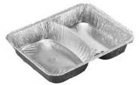 Multi Vienkartinė maisto talpa aliuminio dėklas 2 skyrių 495/645 ml 227x178x39 mm, 100 vnt./pak.