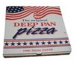 Multi Picos dėžutė 26x26x4,5 cm balta su atspaudu Deep Pan Pizza, 100 vnt./kartonas