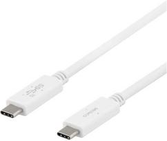 DELTACO – USB laidas – USB-C (vyriškas) į USB-C (vyriškas) – USB 3.1 Gen 2 – 5 A – 50 cm – USB maitinimo tiekimas (5A, 100W) – balta