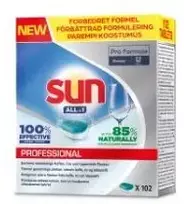 Multi Indaplovės tabletės Sun Pro Formula All in 1 102 vnt. Ecolabel su skalavimo druska tirpios 4 pk x 102 vnt./dėžėje