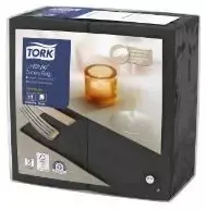 Servetėlė Tork Linstyle 39x39 cm su stalo įrankių įdėklu juoda, 14 pakelių x 50 vnt./kartoninė dėžė