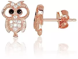 Diamond Sky Jewelry Vaikiški sidabriniai auskarai su cirkoniais „Owlet II“