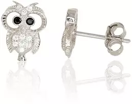 Diamond Sky Jewelry Vaikiški sidabriniai auskarai su cirkoniais „Owlet“