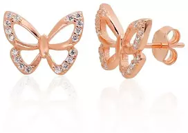 Diamond Sky Jewelry Vaikiški sidabriniai auskarai su cirkoniais „Celestial Butterflies III“