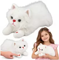 Lean Toys Interaktyvus pliušinis katinas su kniaukimo garsais, baltas, 40 cm