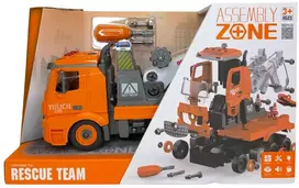 Žaislinis techninės pagalbos sunkvežimis su kranu, šviesomis ir garsais