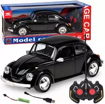 Jokomisiada RC Retro Beetle nuotoliniu būdu valdomas automobilis 1:16 juodas su 27 MHz nuotolinio valdymo pulteliu RC0759