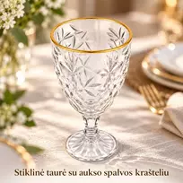 stiklinė taurė su aukso spalvos krašteliu, 280 ml