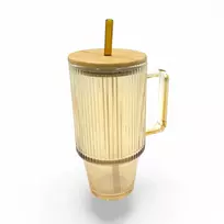 Stiklinis puodelis su šiaudeliu "BAMBOO"