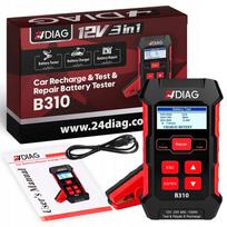 24DIAG B310 akumuliatorių testeris, įkroviklis ir automatinis matuoklis, 12 V / 24 V, 10 A