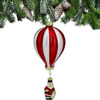 Stiklinė Eglės Eglutės Papuošalas „balionas Su Santa Klausu“ Saska Gift & Decor