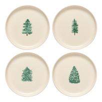 Kreminės spalvos desertinės iš akmens masės lėkštės 4 vnt. su Kalėdų motyvu ø 22 cm Pacifica Christmas Tree – Casafina