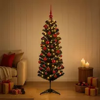 Dirbtinė siaura kalėdinė eglutė su žaisliuku 120 cm 150 LED