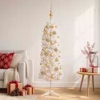 Dirbtinė siaura kalėdinė eglutė su žaisliuku 150 cm 150 LED