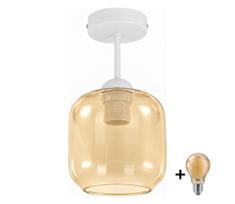 BRILAGI - LED prigludęs lubinis šviestuvas R GLASS 1xE27/60W/230V skersmuo 14 cm balta/dūminė smėlinė