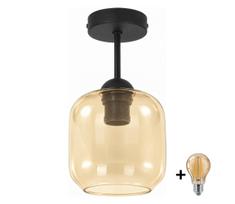 BRILAGI - LED Prie lubų montuojamas šviestuvas R GLASS 1xE27/60W/230V skersmuo 14 cm juoda/rūkyta smėlio spalva