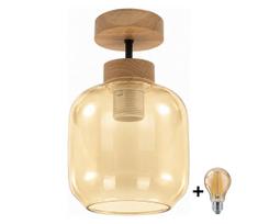 BRILAGI - LED Prie lubų montuojamas šviestuvas R GLASS 1xE27/60W/230V skers. 14 cm ąžuolas/dūminė smėlinė