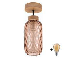 BRILAGI - LED paviršinis lubinis šviestuvas R GLASS 1xE27/60W/230V skersmuo 14 cm ąžuolas/dūminė ruda