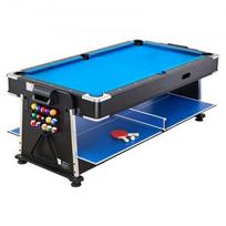 Universalus 3-viename-1 stalas 2.2 m, oro riedis/stalo tenisas/biliardas, taupantis vietą, su priedais