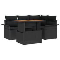 vidaXL Sodo Sofų Rinkinys su pagalve 5 pcs Juoda