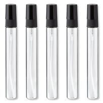 10 ml bespalvis stiklinis buteliukas su juodu purkštuku, 5 vnt. rinkinys