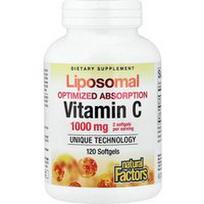Natural Factors, Liposominis vitaminas C, 120 minkštųjų kapsulių (500 mg vienoje minkštojoje kapsulėje)