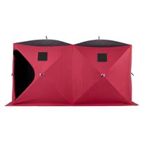 Poledinės žūklės palapinė 6–8 asmenims, 3,6 × 1,8 × 2 m, raudona / juoda