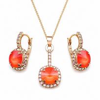Papuošalų rinkinys moterims „Clarice VII (Light Coral)“ su Swarovski® kristalais