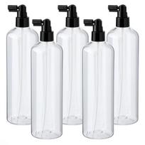 500 ml skaidrus PET purkštuvinis butelis su juodu purkštuvu ir dangteliu, 5 vnt. rinkinys