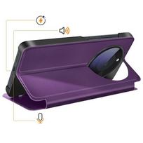 Honor Magic 8 Lite dėklas su užsegimu, dviejų medžiagų dizainas su laikiklio funkcija, violetinis
