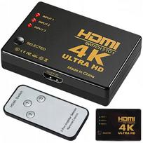 Išmaniojo (Smart TV) ir televizoriaus priedas Jungiklio skirstytuvas 3x į 1 HDMI 4k UHD nuotolinio valdymo pultas IR