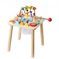 Veiklos stalas, 8-in-1 Montessori medinis mokymosi stalas, 32x32x46,5 cm