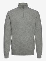 Barbour - Barbour Essential L/Wool Half Zip Knitted Jumper - Megztinis su užtrauktuku - Pilka