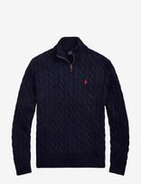 Polo Ralph Lauren - Cable-Knit Cotton Quarter-Zip Sweater - Megztinis su užtrauktuku - Tamsiai mėlyna