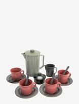 Dantoy - Green Bean Coffee Set In Net 17 Pcs - Kavos ir arbatos rinkiniai - Marga / raštuota