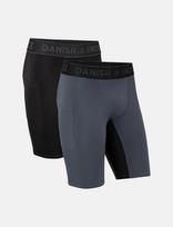 Danish Endurance - Power Compression Shorts (Men) 2-Pack - Bėgimo-treniruočių tamprės - Pilka