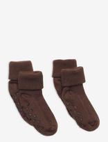 Minymo - Baby Rib Sock W. Abs (2-Pack) - Neslystančios kojinės - Ruda
