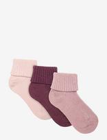 Minymo - Baby 2X2 Rib Sock (3-Pack) - Kūdikių kojinės - Burgundiška splava