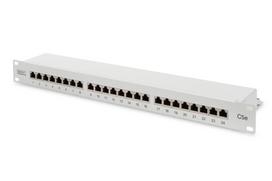 Kitos prekės Digitus  Patch Panel DN-91524S White, 48.2 x 4.4 x 10.9 cm, Category: CAT 5e; Ports: 24 x RJ45; Retention strength: 7.7 kg; Insertion force: 30N max