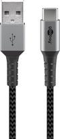 Kabelis Goobay  USB-C to USB-A Textile Cable with Metal Plugs