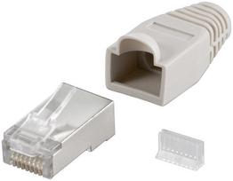Adapteris Goobay  68746  RJ45 plug, CAT 5e STP shielded with strain-relief boot, grey