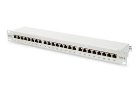 Kitos prekės Digitus  Patch Panel DN-91624S White, 48.2 x 4.4 x 10.9 cm, Category: CAT 6; Ports: 24 x RJ45; Retention strength: 7.7 kg; Insertion force: 30N max