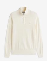 Tommy Hilfiger - Pima Org Ctn Cashmere Zip Mock - Megztinis su užtrauktuku - Kreminė spalva