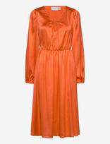 Vila - Vipetia L/S V-Neck Mid Calf Dress/Dc - Iki kelių ir midi suknelės - Oranžinė