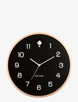 KARLSSON - Wall Clock Natural Cuckoo Birch Wood Black - Sieninis laikrodis - Juoda