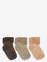 Mp Denmark - Wool Baby Socks - 3-Pack - Kūdikių kojinės - Ruda